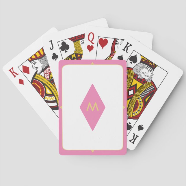 Personalised Monogram Pink Gold Vintage Playing Cards (Back)