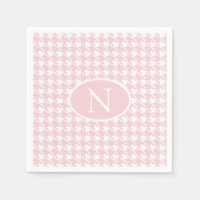 Personalised  Monogram Pink Houndstooth Check