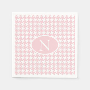 Personalised  Monogram Pink Houndstooth Check Napkin