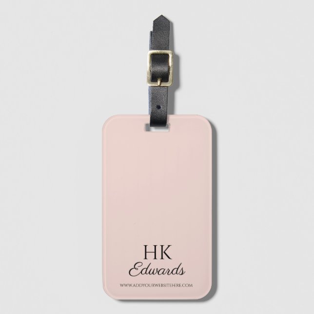 Personalised Monogram Pink Luggage Tag (Front Vertical)