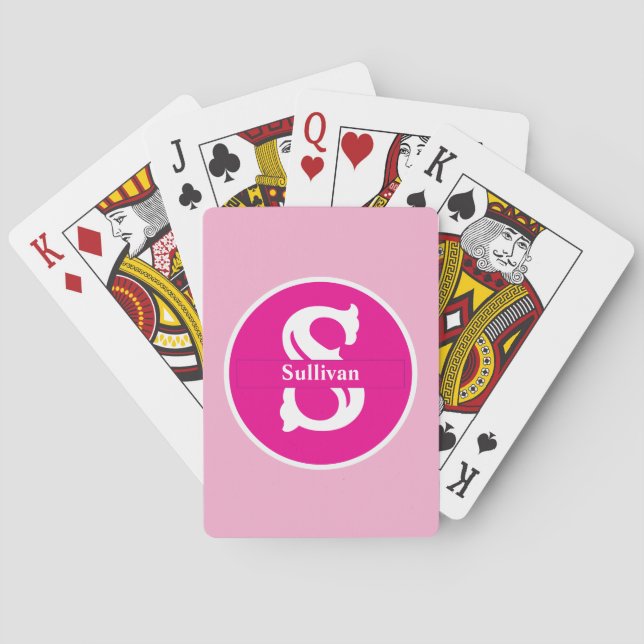 Personalised Monogram Pink on Pink Classic Playing Cards (Back)