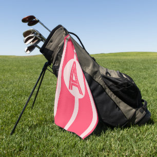 Personalised Monogram Pink Red Stripe Golf Towel