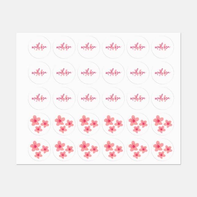 Personalised monogram Pink Sakura blue tartan (Sheet)