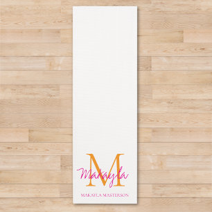 Personalised Monogram Pink Script Name Yoga Mat