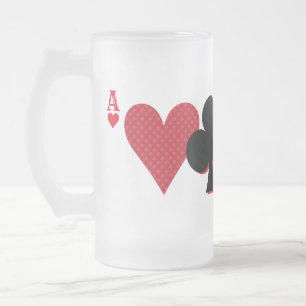 Personalised Monogram Playing Cards Bridge & Poker Frosted Glass Beer Mug
