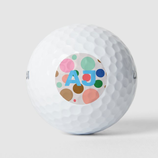 Personalised Monogram Polka Dot Pattern Golf Balls (Front)