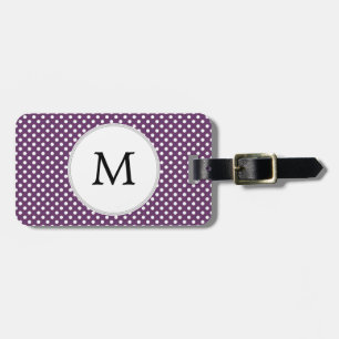 Personalised Monogram Polka dots purple and White Luggage Tag