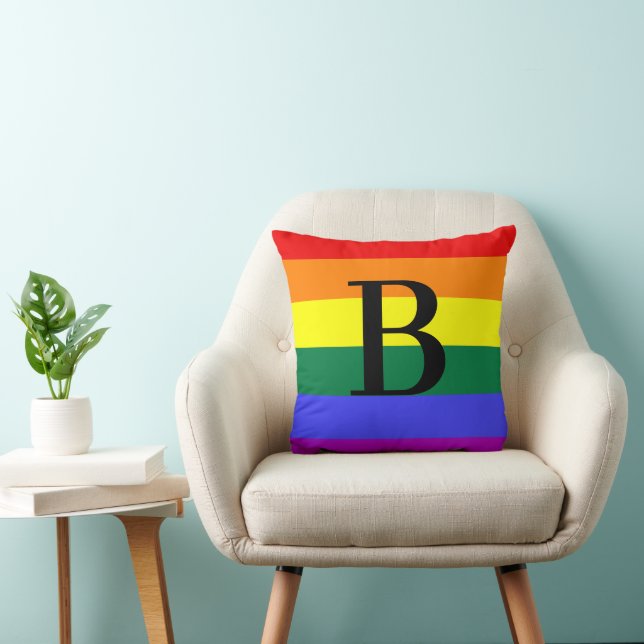 Personalised Monogram Rainbow LGBT Pride Gift Cushion (Chair)