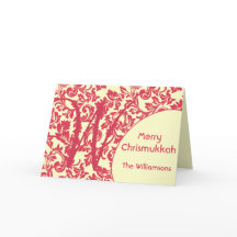 Personalised & Monogram Red Damask Chrismukkah