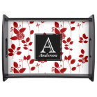 Personalised Monogram Red Floral Serving Tray