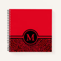 Personalised Monogram Red Leopard Spiral Notebook