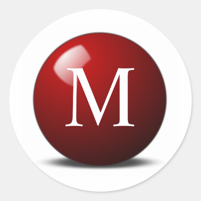 Personalised Monogram Red Snooker Ball Sticker (Front)
