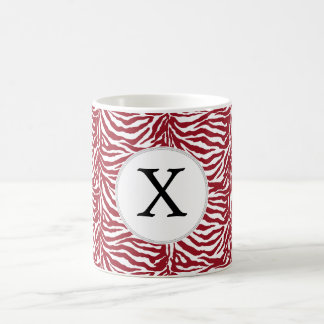 Personalised Monogram Red Zebra Stripes pattern Coffee Mug