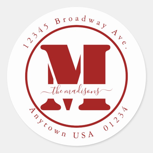 Personalised Monogram Return Address Envelope Seal (Front)