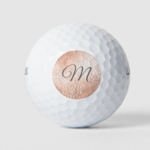 Personalised Monogram Rose Gold Damask Golf Balls