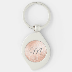 Personalised Monogram Rose Gold Damask Key Ring