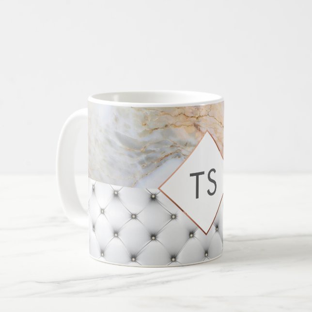 Personalised Monogram Rose Gold Grey Mug (Front Left)