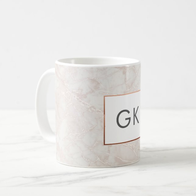 Personalised Monogram Rose Gold Marble Mug (Front Left)