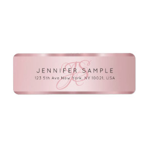 Personalised Monogram Rose Gold Return Address