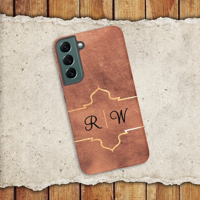 Personalised Monogram Rustic Copper Samsung Galaxy S22+ Case (Creator Uploaded)