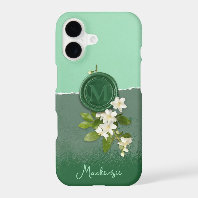 Personalised Monogram | Sage Green Floral Faux Wax (Back)