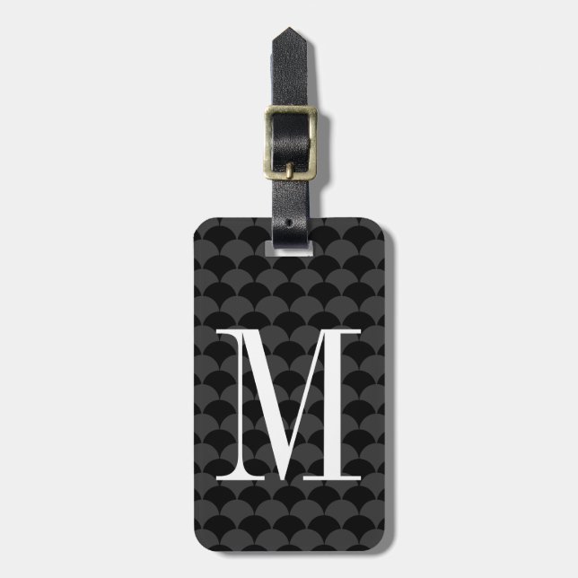 Personalised monogram scallop pattern luggage tag (Front Vertical)