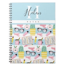 Personalised Monogram School Girl Cheerful Noteboo