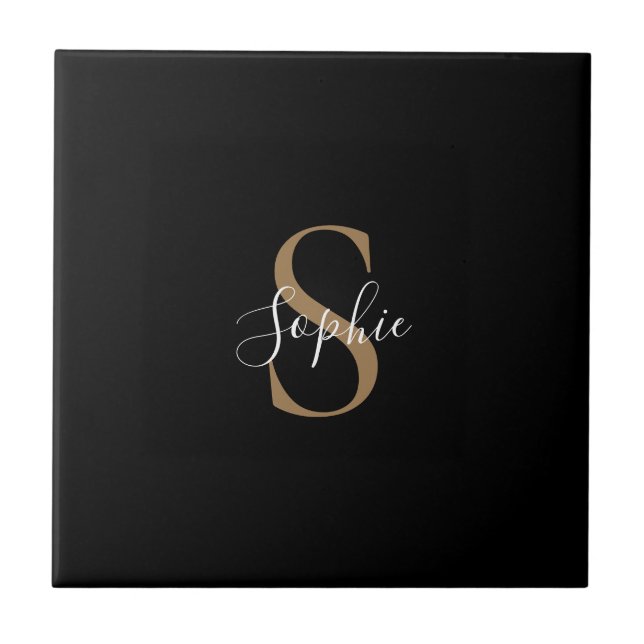 Personalised Monogram Script Elegant Customised  Tile (Front)