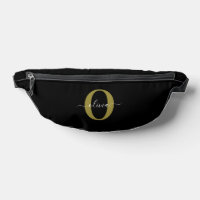 Personalised Monogram Script Name Black White Gold