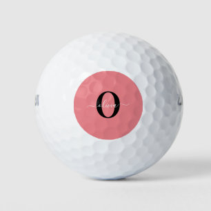 Personalised Monogram Script Name Black White Pink Golf Balls