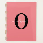 Personalised Monogram Script Name Black White Pink Planner<br><div class="desc">This elegant monogram and stylish script name design can be given as a gift for a birthday, Mother's Day or any occasion. It can be personalised with the person's initial and name. You can change the font, font colour, font size and background colour using the Design Tool. The font size...</div>