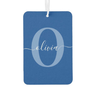 Personalised Monogram Script Name Blue White Car Air Freshener