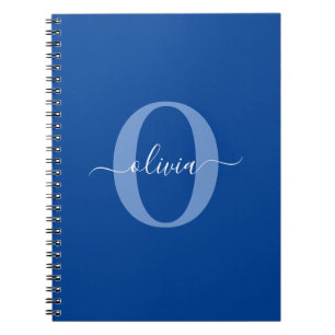 Personalised Monogram Script Name Blue White Notebook
