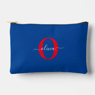 Personalised Monogram Script Name Blue White Red Accessory Pouch