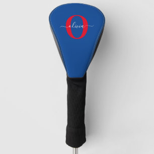 Personalised Monogram Script Name Blue White Red Golf Head Cover