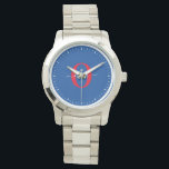Personalised Monogram Script Name Blue White Red Watch<br><div class="desc">This elegant monogram and stylish script name design can be given as a gift for a birthday, wedding, bridal shower, anniversary, Mother's Day or any occasion. It can be personalised with the person's initial and name. You can change the font, font colour, font size and background colour using the Design...</div>