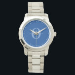 Personalised Monogram Script Name Blue White Watch<br><div class="desc">This elegant monogram and stylish script name design can be given as a gift for a birthday, wedding, bridal shower, anniversary, Mother's Day or any occasion. It can be personalised with the person's initial and name. You can change the font, font colour, font size and background colour using the Design...</div>