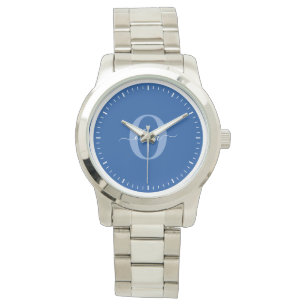 Personalised Monogram Script Name Blue White Watch