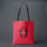 Personalised Monogram Script Name Red Black White Tote Bag<br><div class="desc">This elegant monogram and stylish script name design can be given as a gift for a birthday, wedding, bridal shower, anniversary, Mother's Day or any occasion. It can be personalised with the person's initial and name. You can change the font, font colour, font size and background colour using the Design...</div>