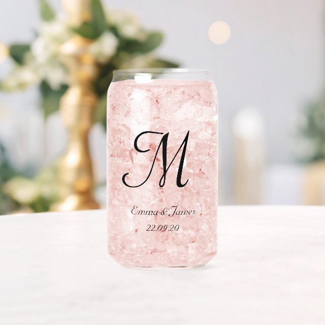 Personalised Monogram Script Name Wedding Party  Can Glass (Insitu (Wedding))