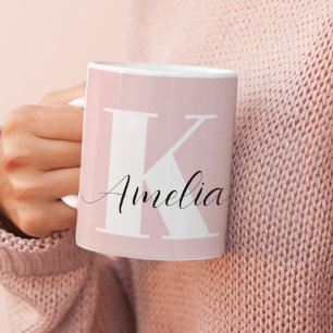 Personalised Monogram Script Pink Coffee Mug