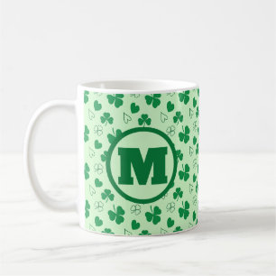Personalised monogram Shamrock pattern green Mug
