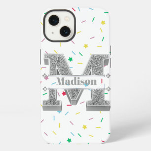 Personalised Monogram Silver Initial M Your Name iPhone 13 Case