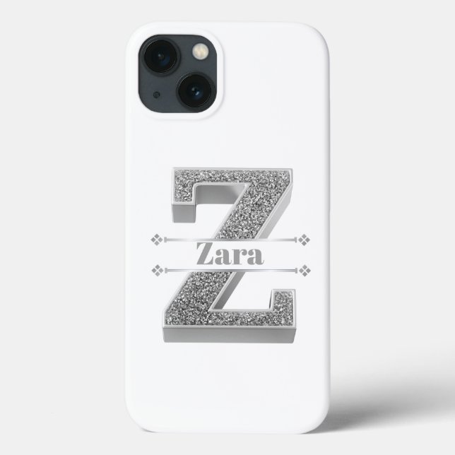 Personalised Monogram Silver Initial Z Your Name   Case-Mate iPhone Case (Back)