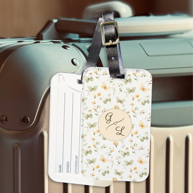 Personalised Monogram Spring Butterfly Luggage Tag (Creator Uploaded)