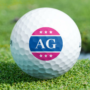 Personalised Monogram Stars Blue Pink Golf Balls