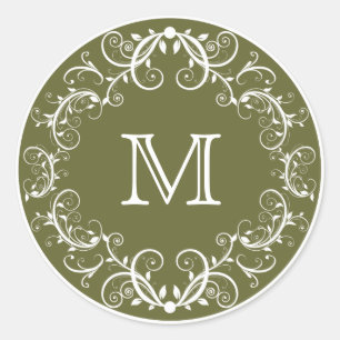Personalised Monogram Stickers Floral Green