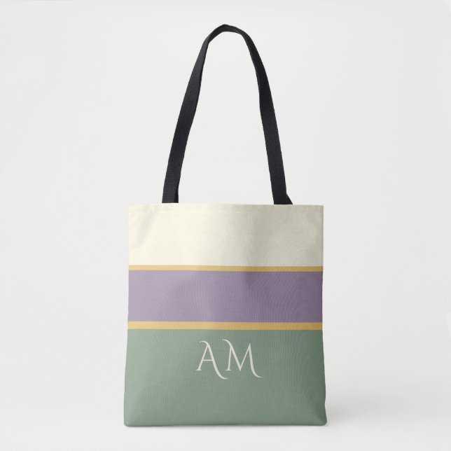 Personalised Monogram Striped Premium Tote Bag  (Front)