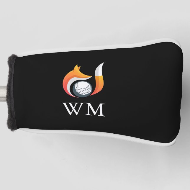 Personalised Monogram Stylish Fox And Ball  Golf Head Cover (Front)