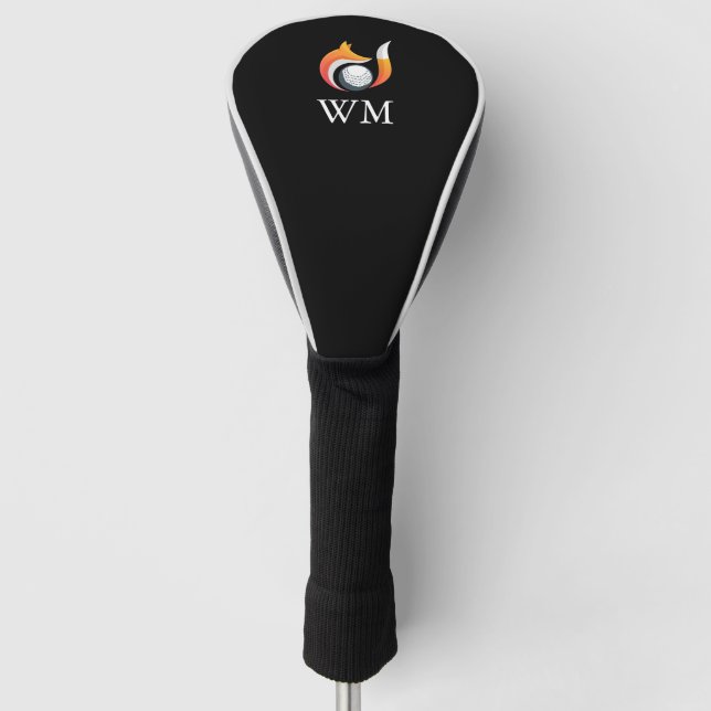 Personalised Monogram Stylish Fox And Ball Golf Head Cover (Front)